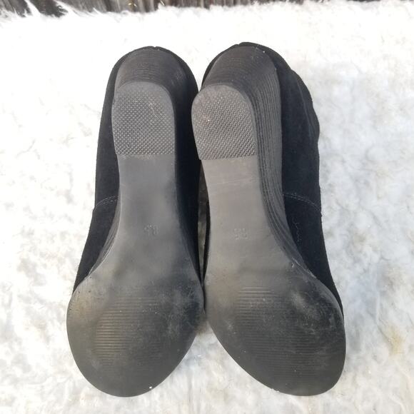 Black Wedge Bootie Size 8.5 Sole Society Brigitte Suede Leather Ankle Boots - Picture 11 of 13